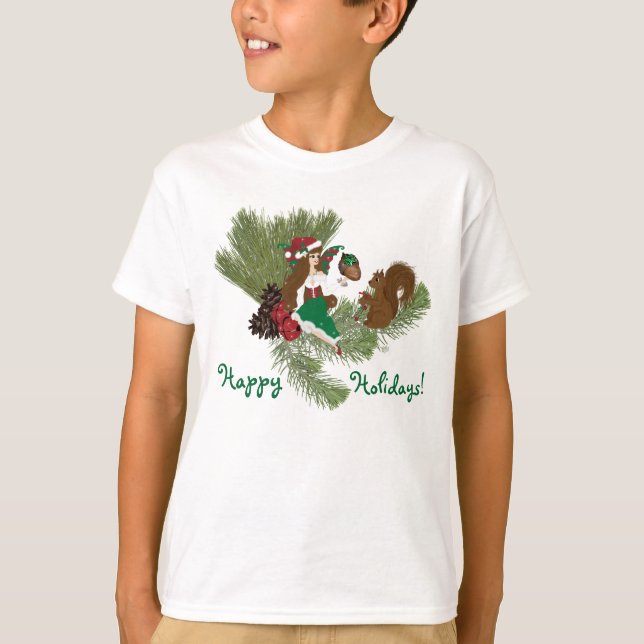 Navidades Faery and Squirrel Gift dando camiseta (Anverso)