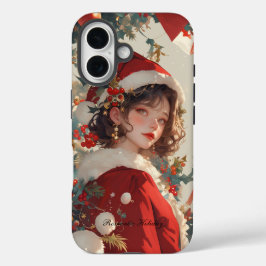Navidades Fantasía: iPhone romántico 16, funda dur