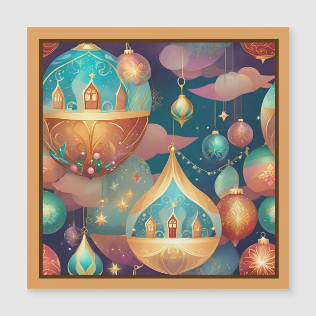 Navidades fantásticos Bolas Diseño Tarjeta Magnéti (Anverso)