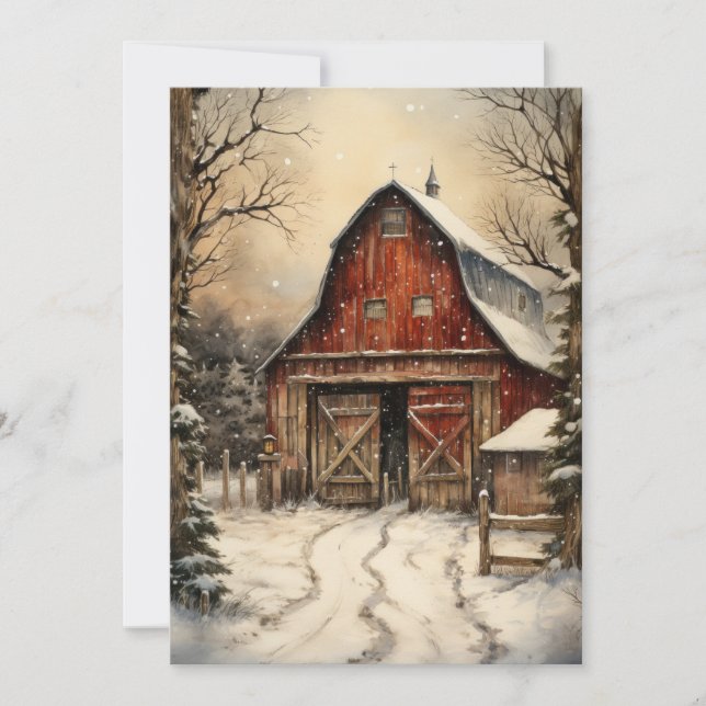 Navidades Farmhouse con tarjeta plana de caballerí (Anverso)