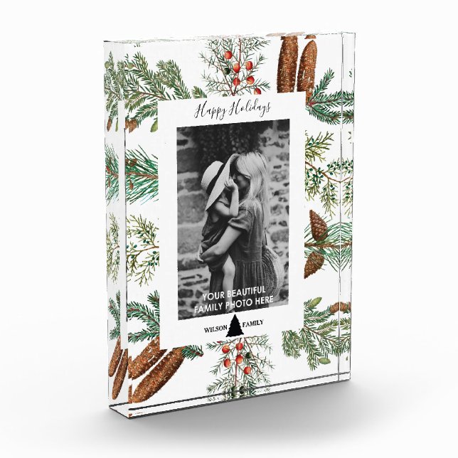 Navidades Felices Fiestas Familia Foto Bloque de P (Izquierda)