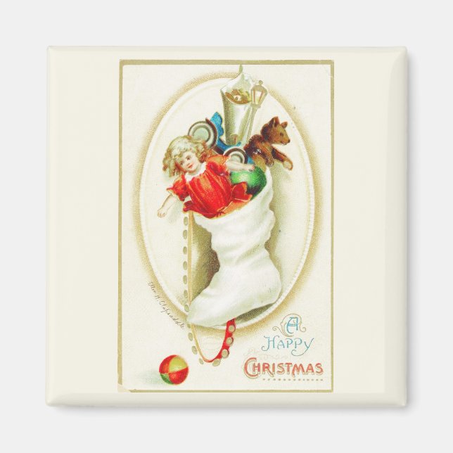 Navidades felices sacudiendo imán vintage (Frente)