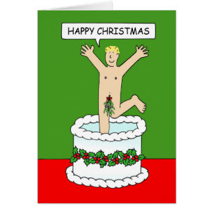 Navidades felices saltando de un pastel