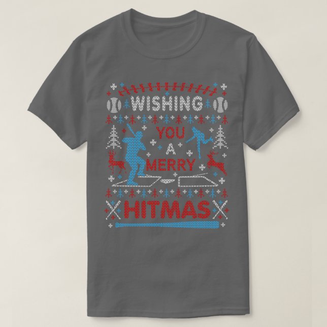 Navidades feos de béisbol Fiesta suéter Merry Hitm (Diseño del anverso)
