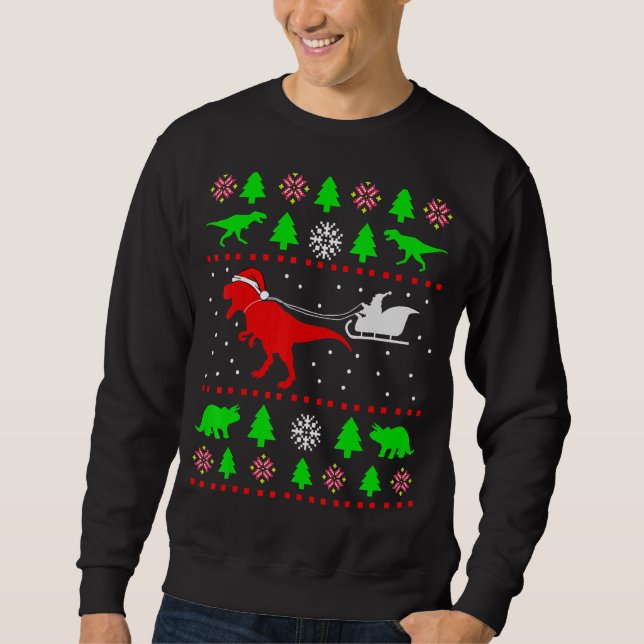 Navidades feos de dinosaurio Sweater para adultos  (Anverso)