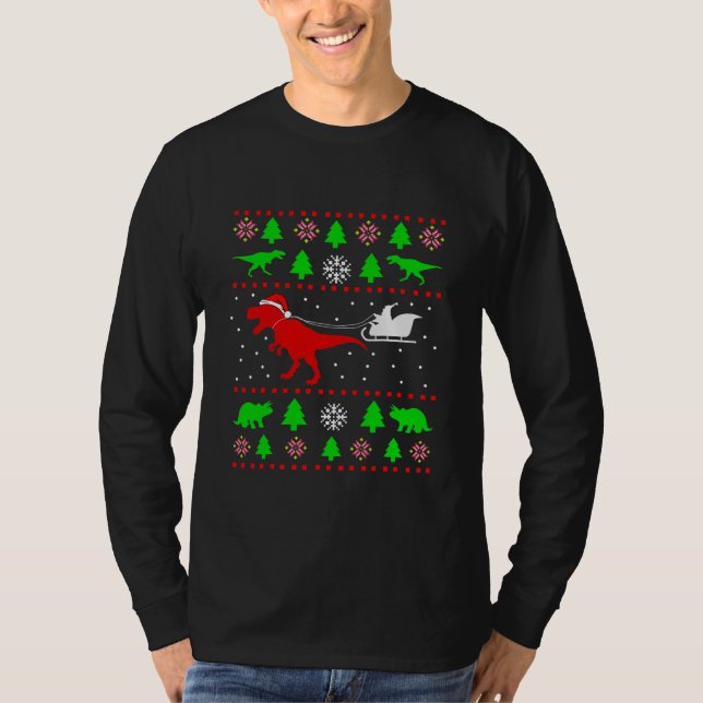 Navidades feos de dinosaurio Sweater para adultos  (Anverso)
