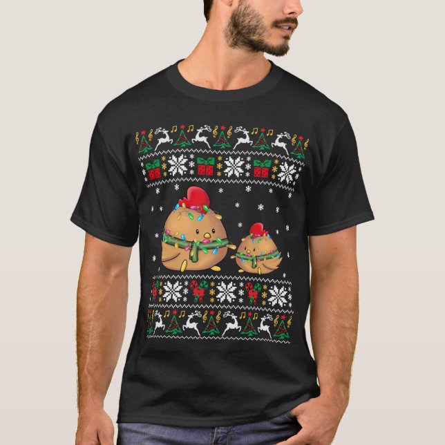 Navidades feos de pollo Sweater Xmas Luces coincid (Anverso)