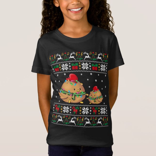 Navidades feos de pollo Sweater Xmas Luces coincid (Anverso)