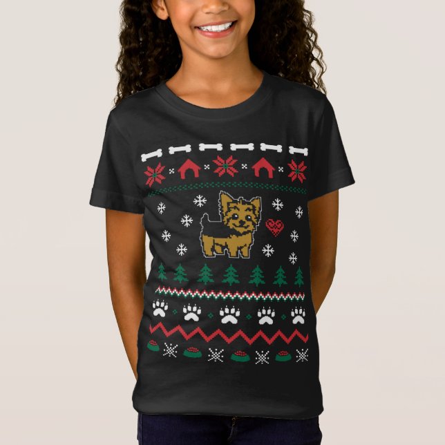 Navidades feos de Yorkie Dog Sweater Xmas (Anverso)