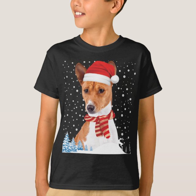 Navidades feos del perro de Basenji Sweater Santa  (Anverso)