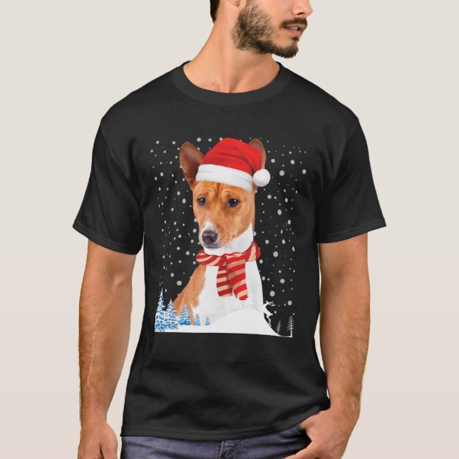 Navidades feos del perro de Basenji Sweater Santa  (Anverso)