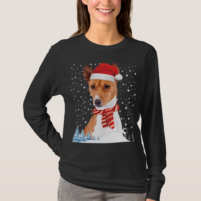 Navidades feos del perro de Basenji Sweater Santa  (Anverso)