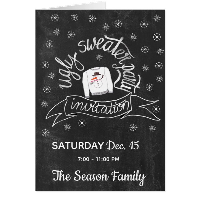 Navidades feos Invitación a la fiesta del suéter (Frente)