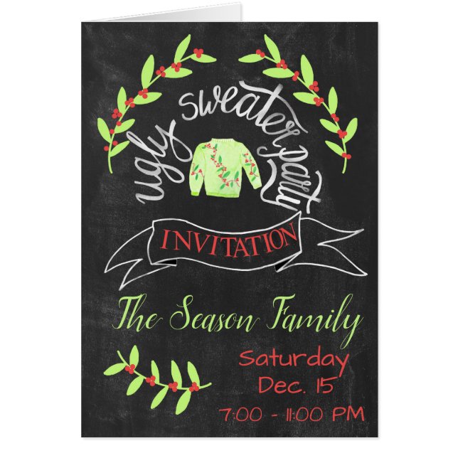 Navidades feos Invitación a la fiesta del suéter (Frente)