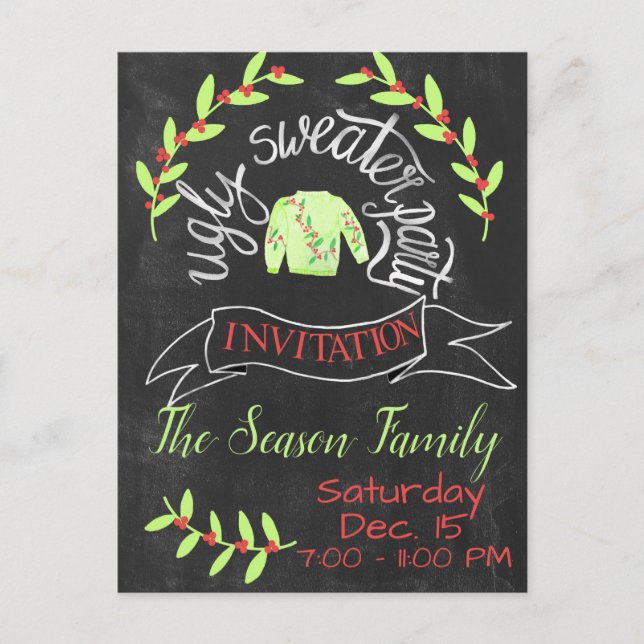 Navidades feos Invitación a la fiesta del suéter (Anverso)