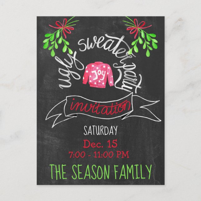 Navidades feos Invitación a la fiesta del suéter (Anverso)