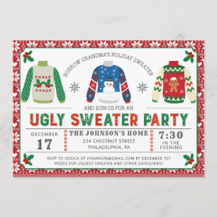 Navidades feos Invitación Fiesta de suéter Invitac