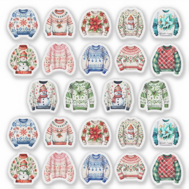 Navidades feos Pegatinas del calendario de Sweater (Anverso)