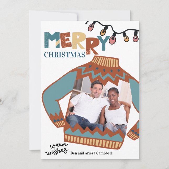 Navidades feos sudan tarjeta de vacaciones de foto (Anverso)