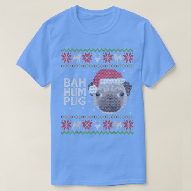 Navidades feos suéter Bah Hum Pug Perro gracioso (Diseño del anverso)