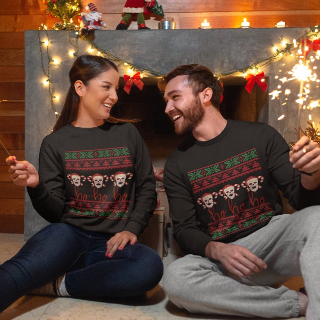 Navidades feos suéter Ho Ho Ho Ho Skeleton Navidad (Subido por el creador)