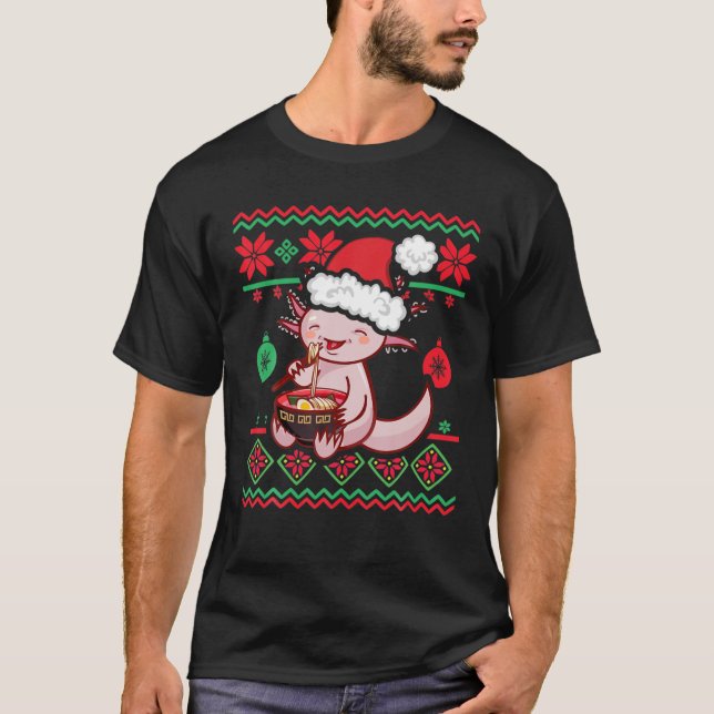 Navidades feos suéter Kawaii Anime Axolotl comiend (Anverso)