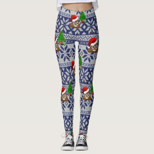navidades feos suéter poop emoji leggings