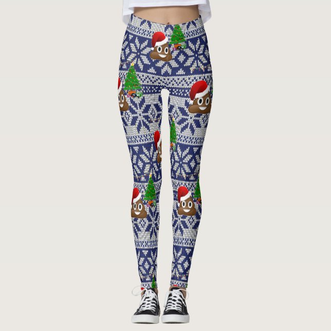 navidades feos suéter poop emoji leggings (Anverso)