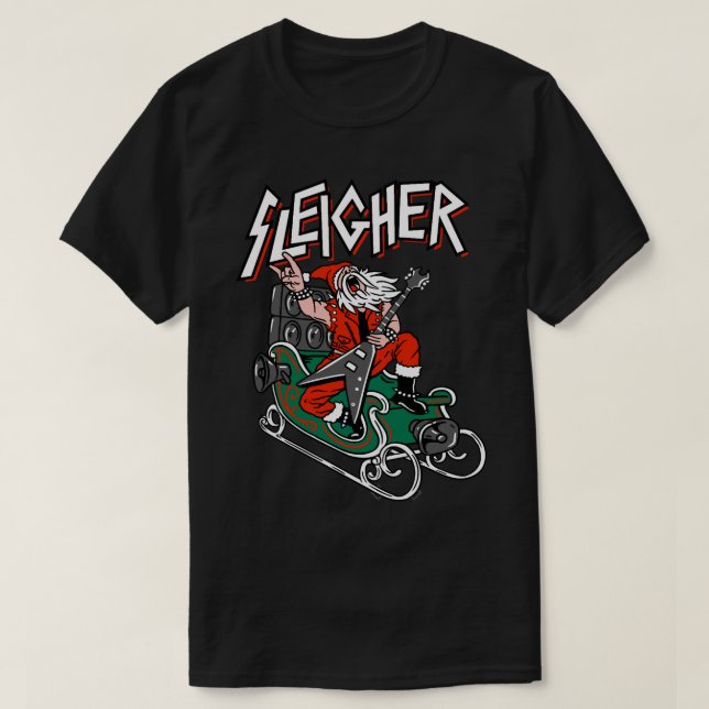 Navidades feos Suéter Sleigher - Heavy Metalizado  (Diseño del anverso)