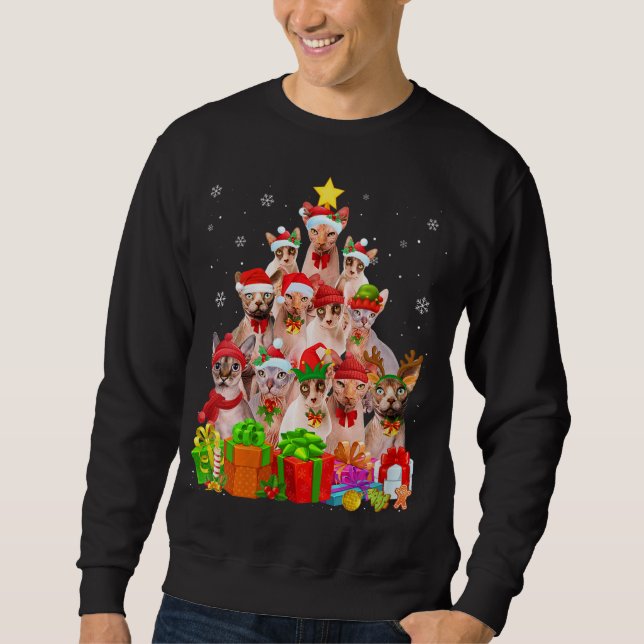 Navidades feos Sweater Cat Sphynx Funny Cat X (Anverso)