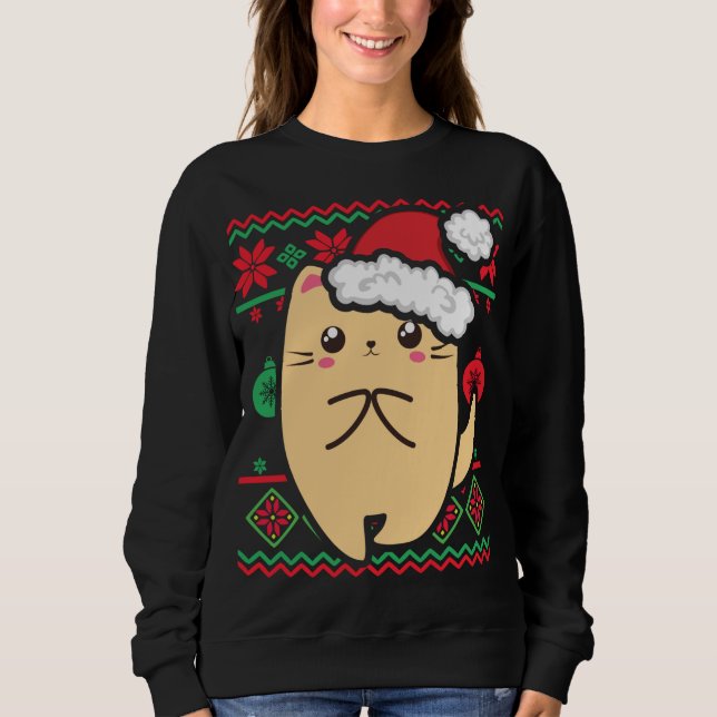 Navidades feos Sweater Cute Kawaii Anime Chibi Shy (Anverso)