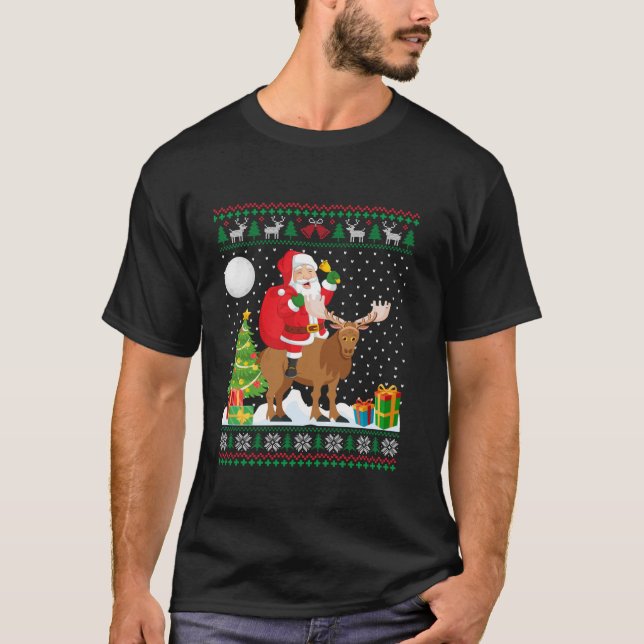 Navidades feos Sweater Design Funny Santa Riding M (Anverso)