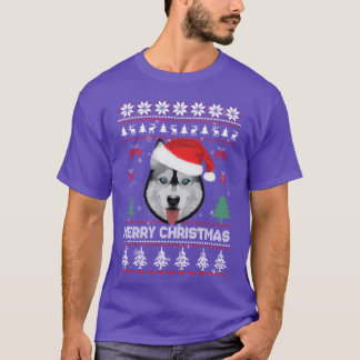 Navidades feos Sweater Husky Santa Merry Navidad