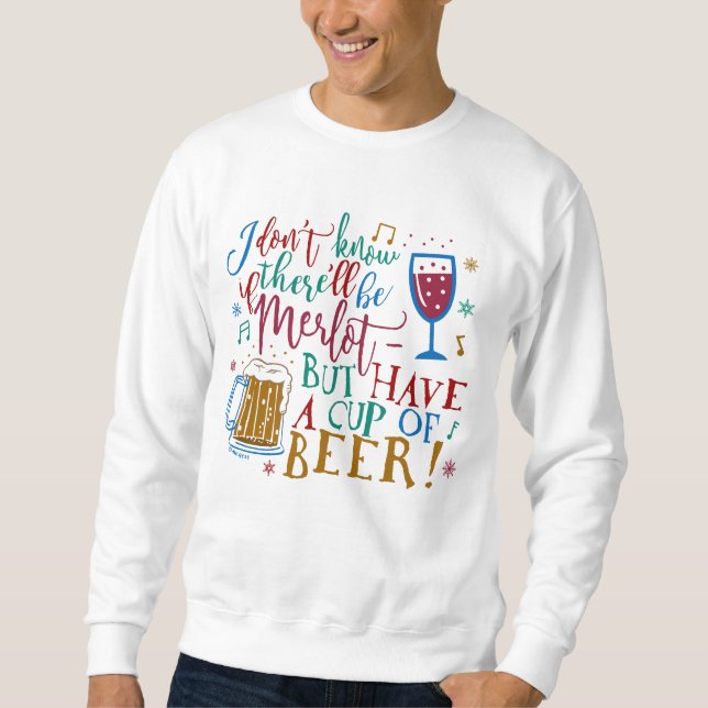 Navidades feos Sweater Merlot Wine Beer Humor (Anverso)