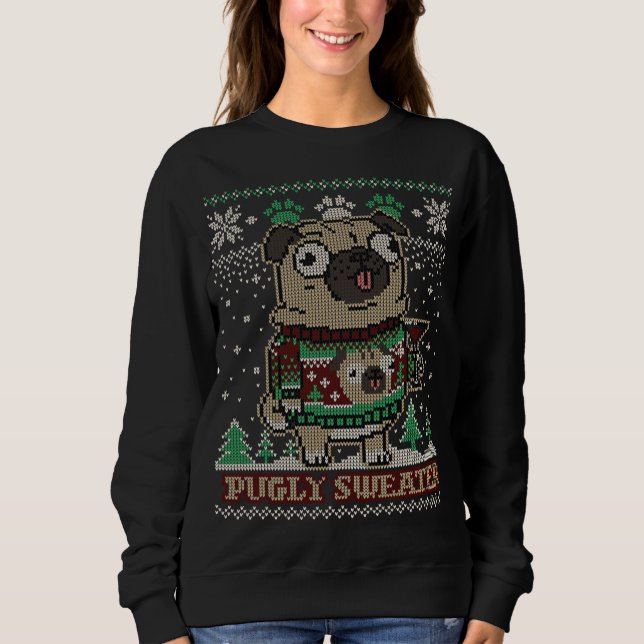 Navidades feos Sweater Pug Merry Pugmas Perro Love (Anverso)