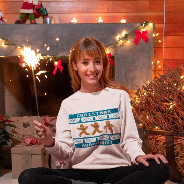 Navidades feos Sweater Sasued Gingerbreadmen Azul (Subido por el creador)