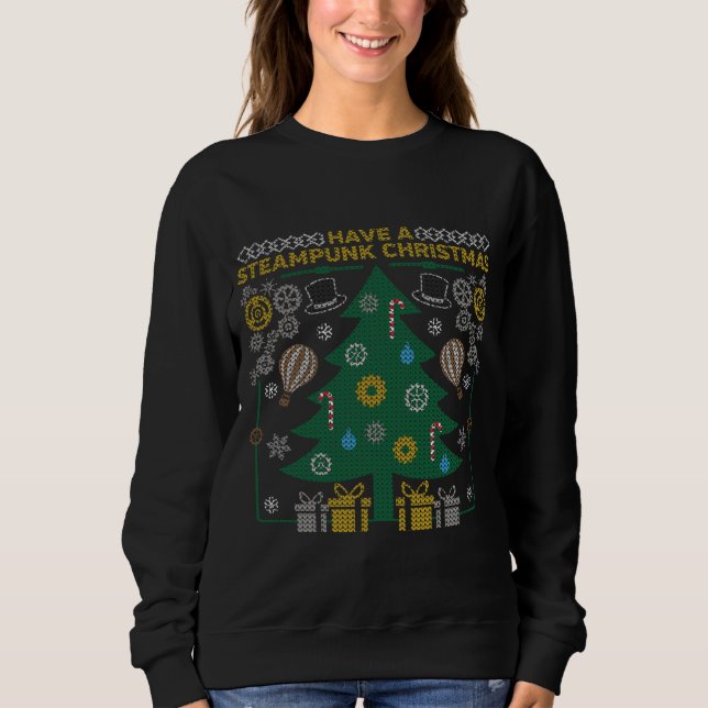 Navidades feos Sweater Steampunk Gears Sweatshirt (Anverso)