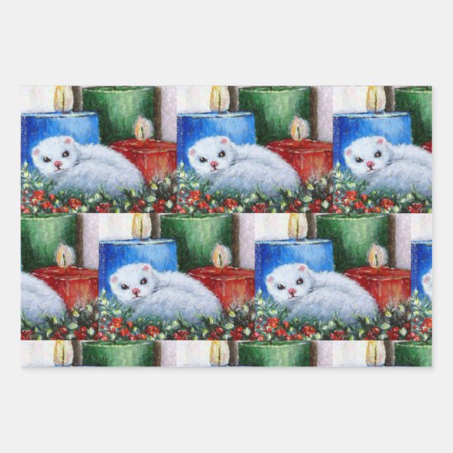 Navidades Ferret Wraping papel de arte original (Anverso)
