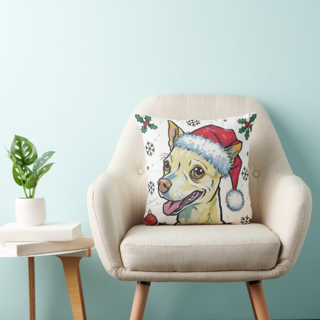 Navidades festejan Cojín decorativo Santa Dog Chih (Silla)