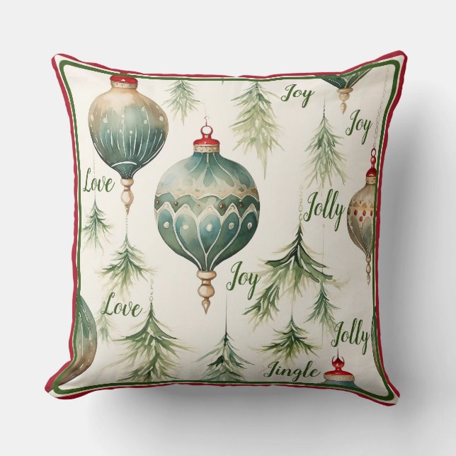 Navidades festivos almohadas con baudias y pinares (Anverso)