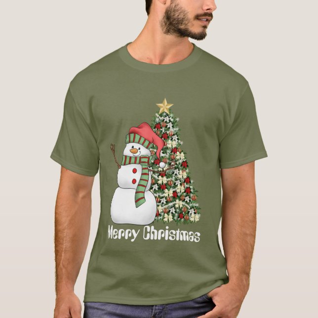 Navidades festivos árbol de nieve camiseta (Anverso)