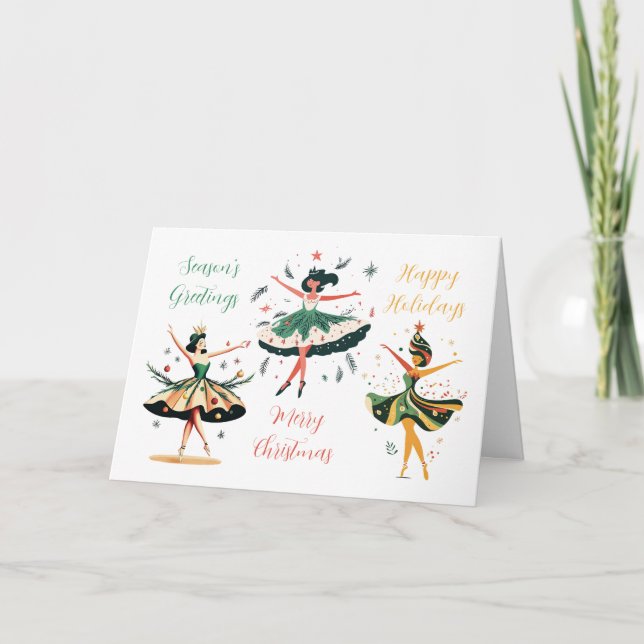 Navidades festivos Ballerinas tarjeta de vacacione (Anverso)