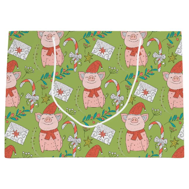 Navidades festivos Bolsa de regalo media de cerdos (Anverso)