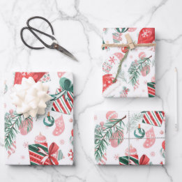 Navidades festivos dan hojas de papel para envolve