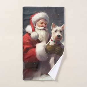 Navidades festivos de Wire Fox Terrier Santa Claus