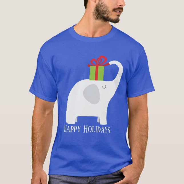 Navidades festivos elefante blanco añaden camiseta (Anverso)