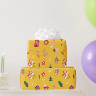 Navidades festivos envolviendo papel de regalo de
