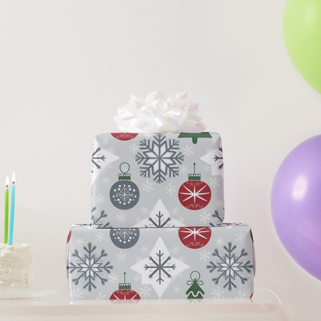 Navidades festivos envuelven papel con copos de ni (Regalos de fiesta)