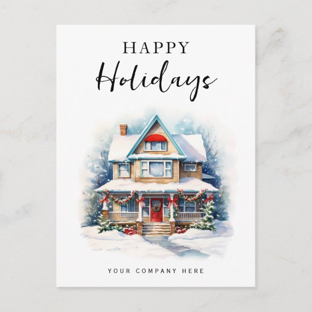 Navidades festivos Feliz Navidad Watercolor House (Anverso)