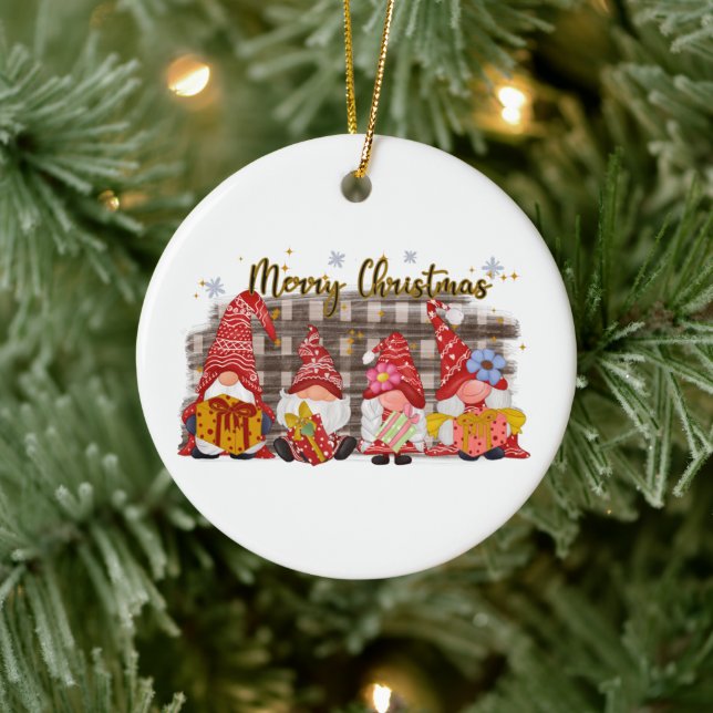 navidades festivos Holiday gnomes Ornamento cerámi (Árbol)